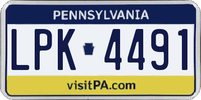 PA license plate LPK4491
