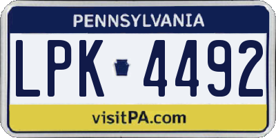 PA license plate LPK4492