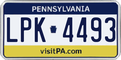 PA license plate LPK4493