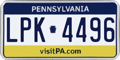 PA license plate LPK4496