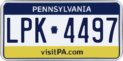 PA license plate LPK4497