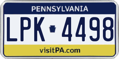 PA license plate LPK4498