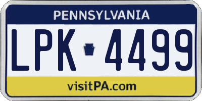 PA license plate LPK4499