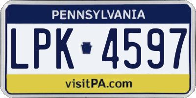 PA license plate LPK4597