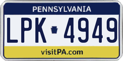 PA license plate LPK4949
