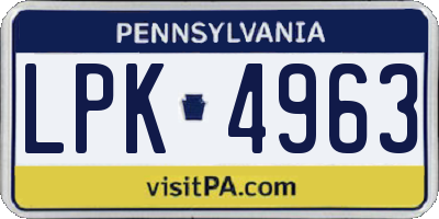 PA license plate LPK4963