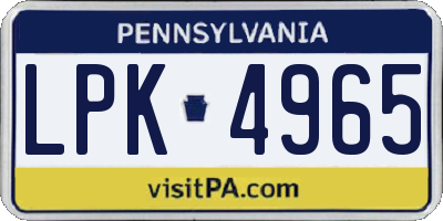 PA license plate LPK4965