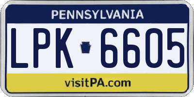 PA license plate LPK6605