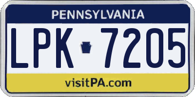PA license plate LPK7205