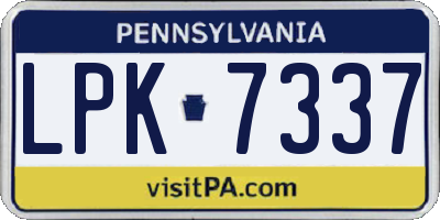 PA license plate LPK7337