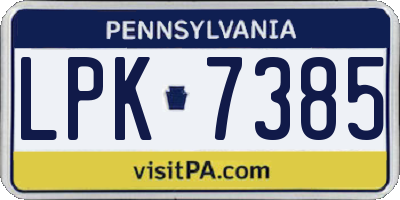PA license plate LPK7385