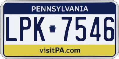 PA license plate LPK7546