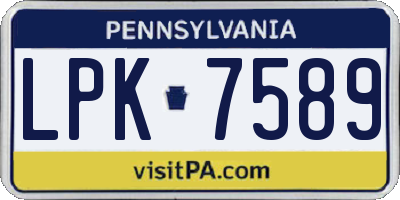PA license plate LPK7589