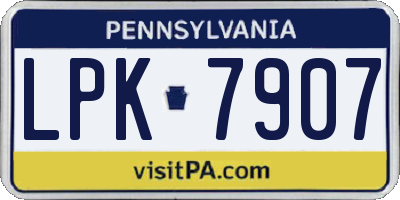 PA license plate LPK7907
