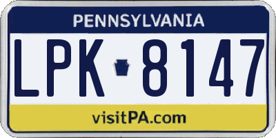 PA license plate LPK8147