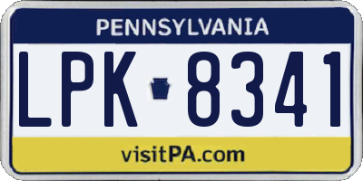 PA license plate LPK8341