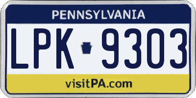PA license plate LPK9303