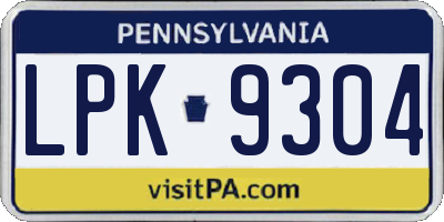 PA license plate LPK9304