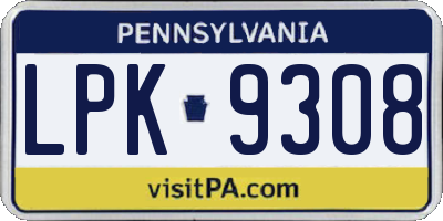 PA license plate LPK9308