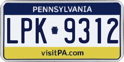 PA license plate LPK9312