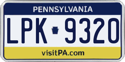 PA license plate LPK9320