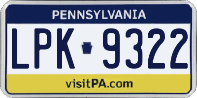 PA license plate LPK9322