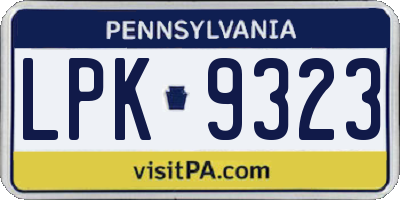 PA license plate LPK9323