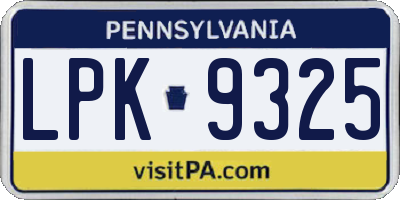 PA license plate LPK9325