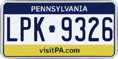 PA license plate LPK9326