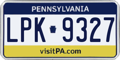 PA license plate LPK9327