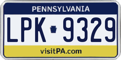 PA license plate LPK9329