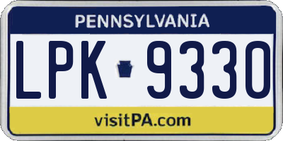 PA license plate LPK9330
