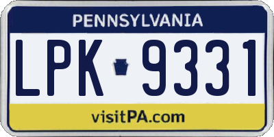 PA license plate LPK9331