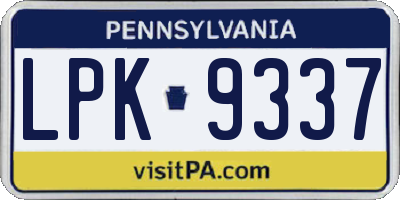 PA license plate LPK9337