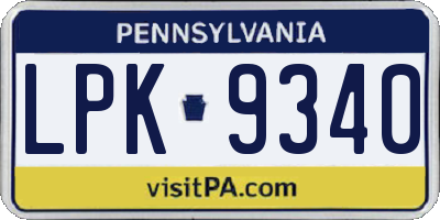 PA license plate LPK9340