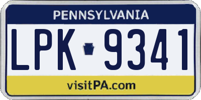 PA license plate LPK9341