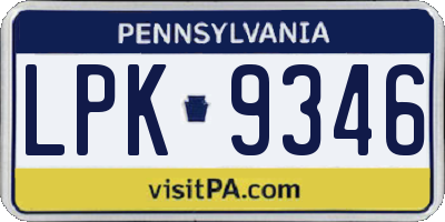 PA license plate LPK9346