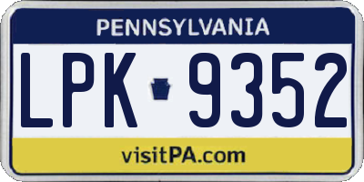 PA license plate LPK9352