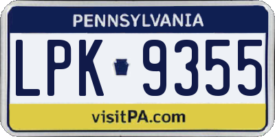 PA license plate LPK9355