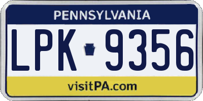 PA license plate LPK9356