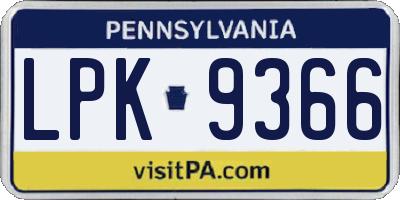 PA license plate LPK9366