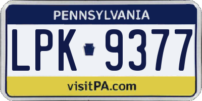 PA license plate LPK9377