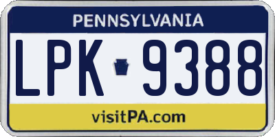 PA license plate LPK9388