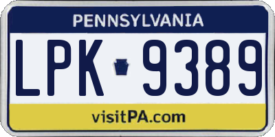 PA license plate LPK9389