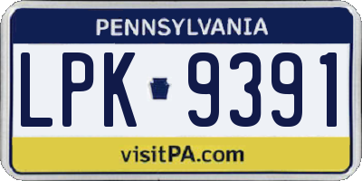 PA license plate LPK9391