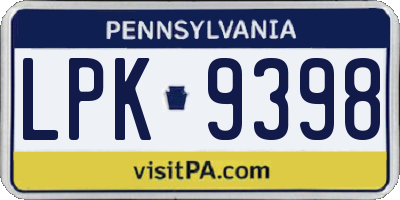 PA license plate LPK9398