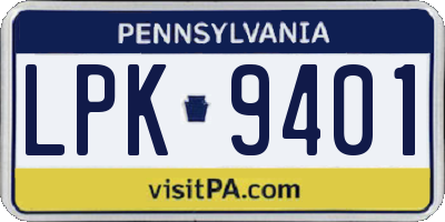 PA license plate LPK9401