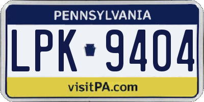 PA license plate LPK9404
