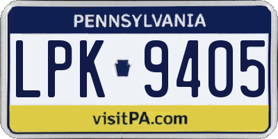 PA license plate LPK9405