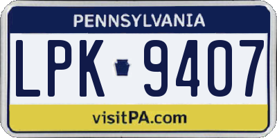PA license plate LPK9407